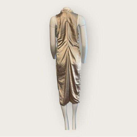 NWT | LUSH | Mock Neck Satin Midi Dress | Irish Cream | Large - Picture 4 of 14